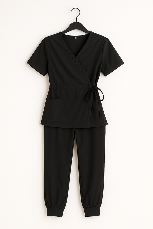 Jazzy Tie Waist Set- Black